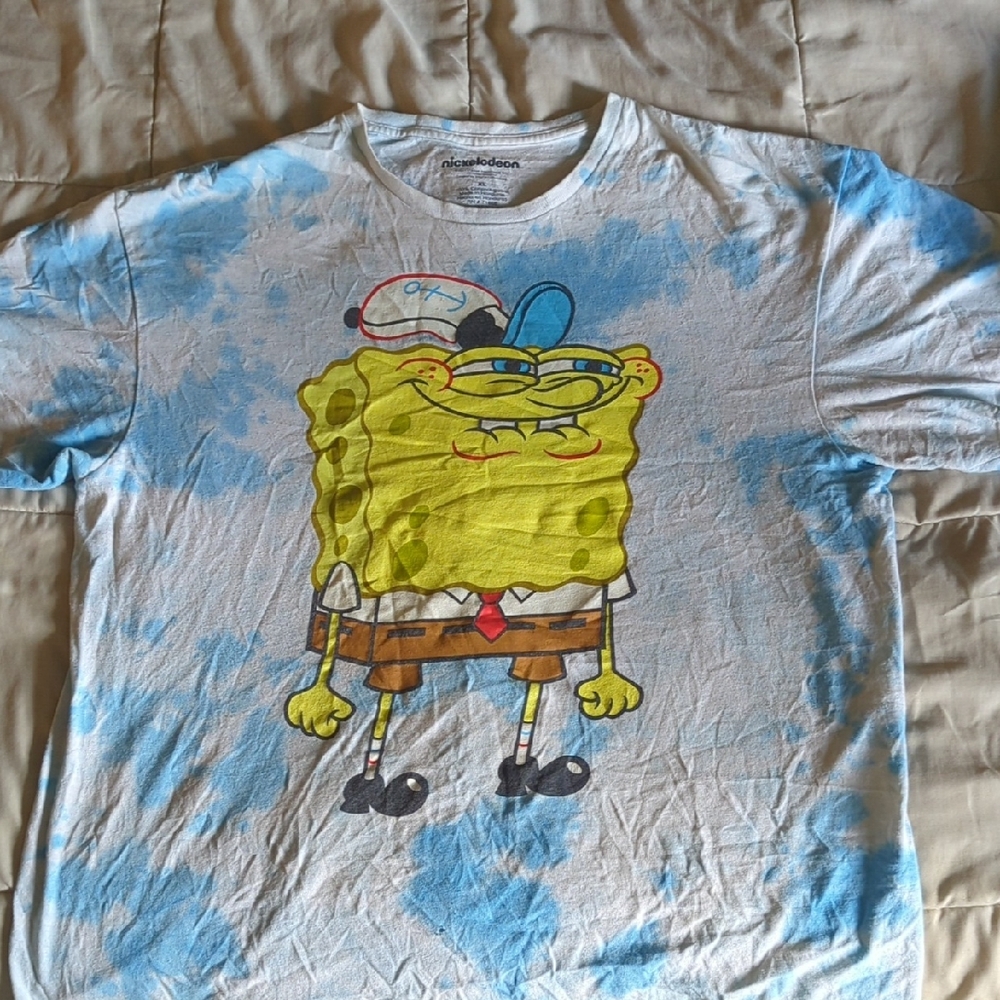 Nickelodeon Blue and White SpongeBob Short Sleeve Tee